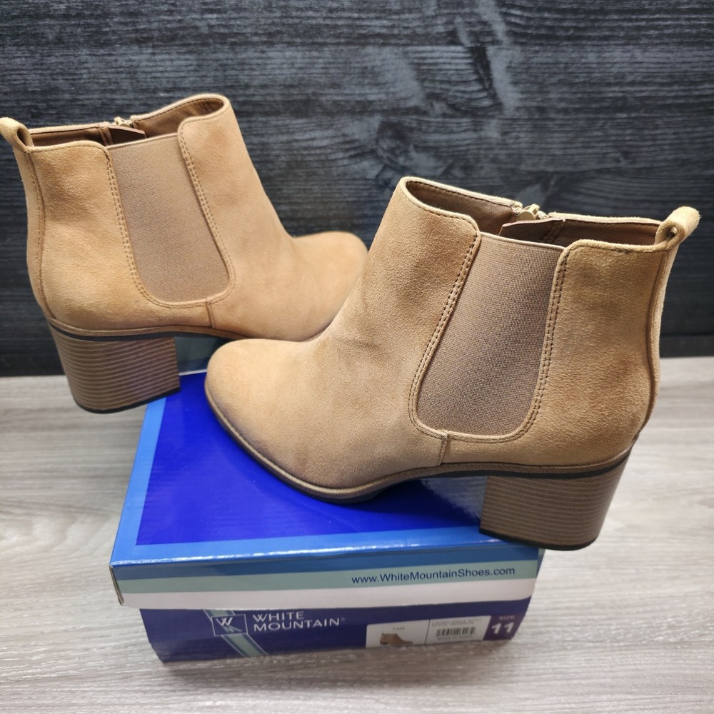 White Mountain‎ Women's Shoes 11 Ankle Boot Faux Suede Tan Size 11 - Picture 7 of 14